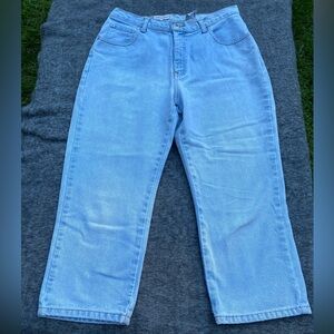 90's Faded Glory Cropped Jeans Mid-Rise Light Wash Denim Vintage Size 14